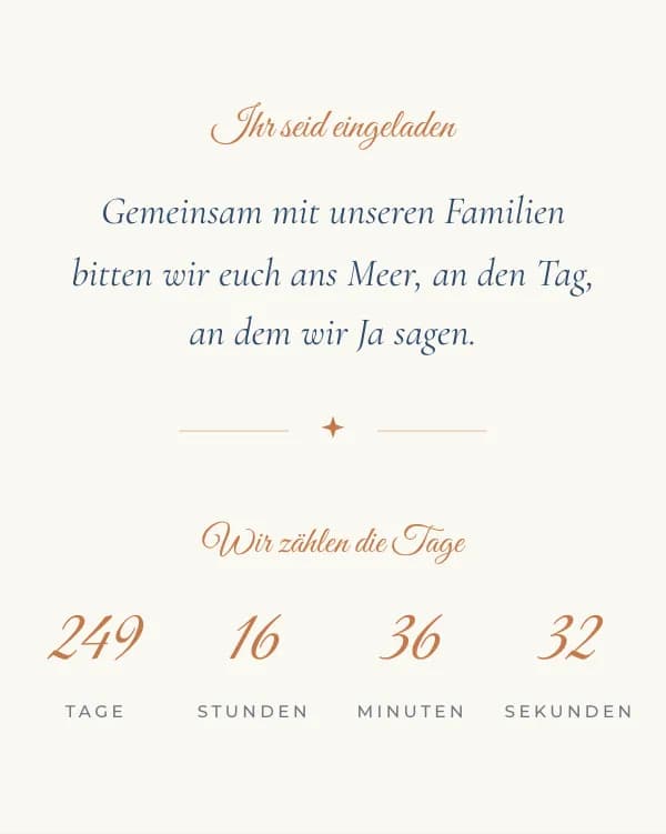 Azur: der Countdown bis zur Hochzeit