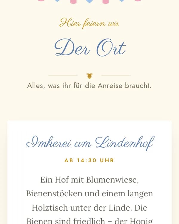 Bienchen oder Blümchen: der Ort der Feier