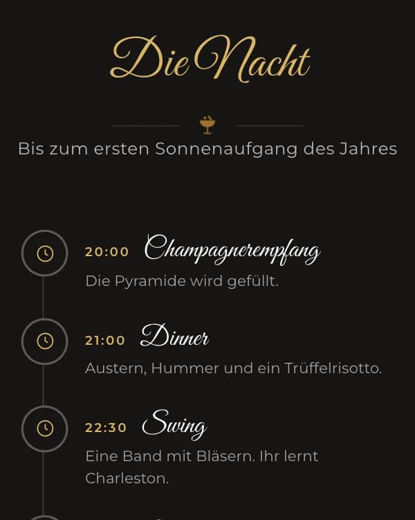 Champagner: der Ablauf der Feier, wann was stattfindet