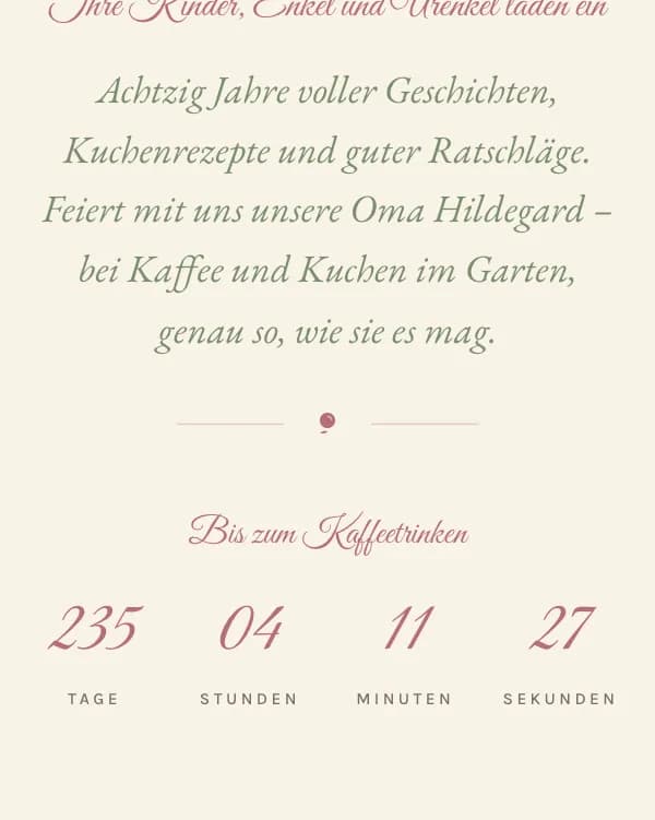 Rosengarten: der Countdown bis zur Feier