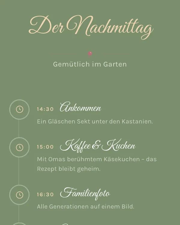 Rosengarten: der Ablauf der Feier, wann was stattfindet