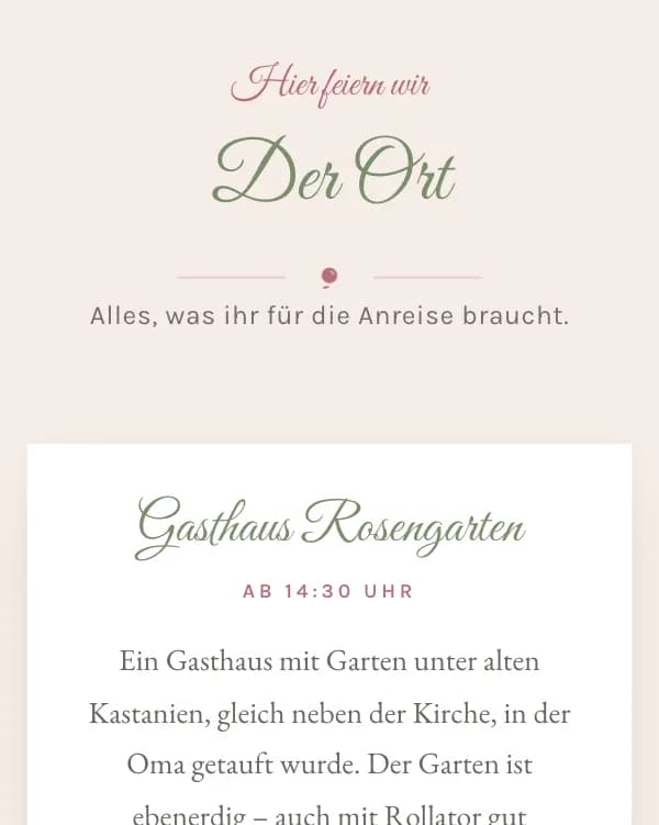 Rosengarten: der Ort der Feier