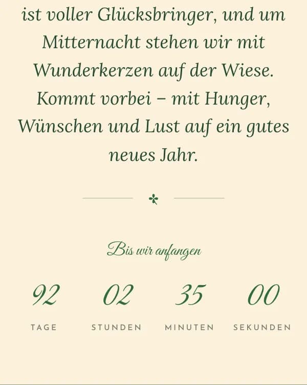 Glücksbringer: der Countdown bis zur Feier