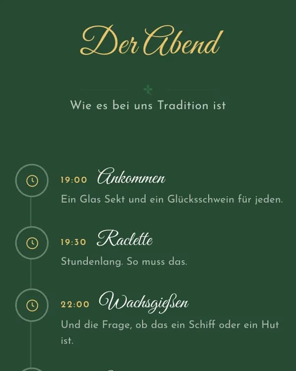 Glücksbringer: der Ablauf der Feier, wann was stattfindet