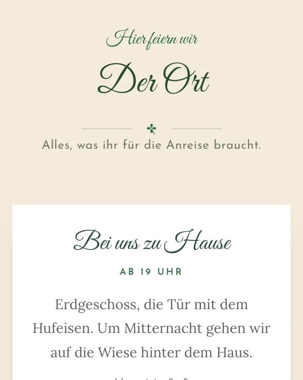 Glücksbringer: der Ort der Feier