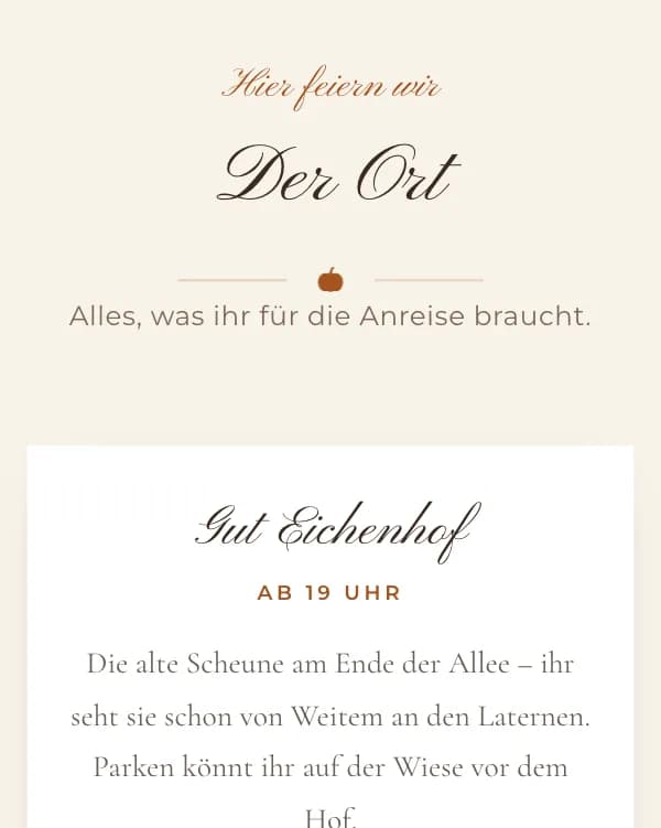 Goldener Kürbis: der Ort der Feier