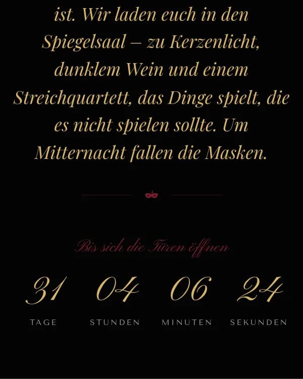 Maskenball: der Countdown bis zur Feier