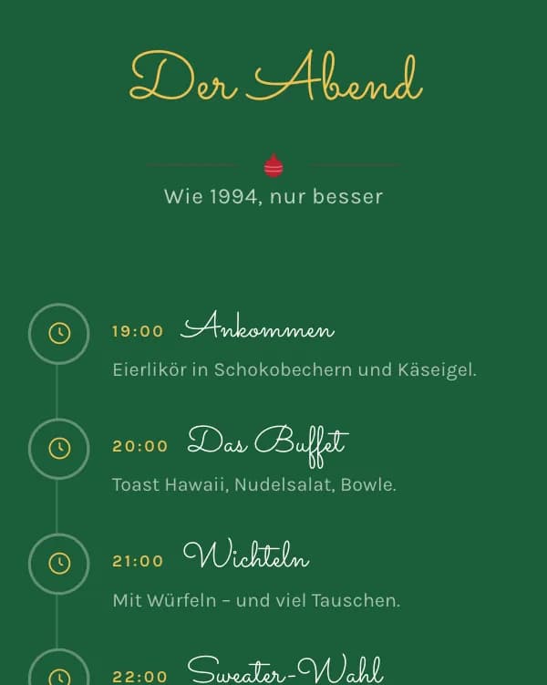 Retro-Wichteln: der Ablauf der Feier, wann was stattfindet