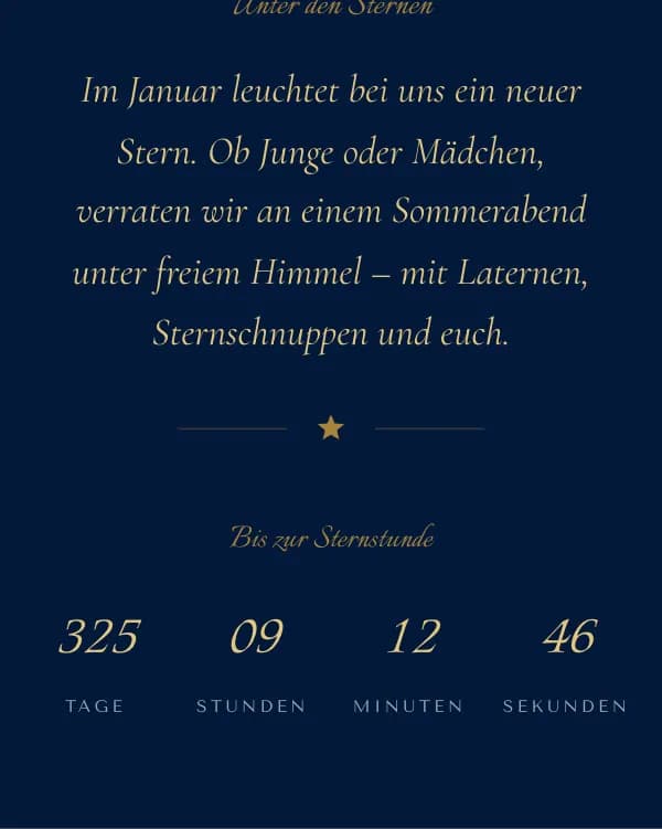 Kleiner Stern: der Countdown bis zur Feier