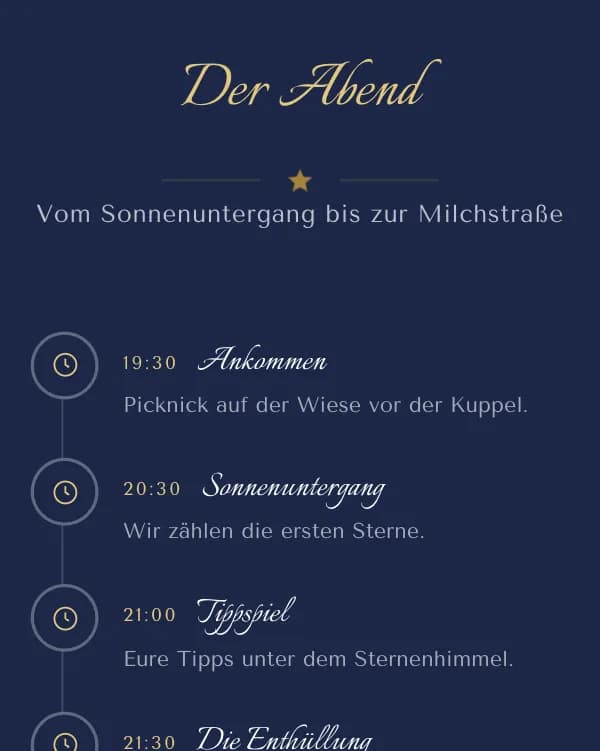 Kleiner Stern: der Ablauf der Feier, wann was stattfindet