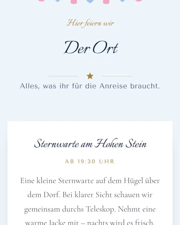 Kleiner Stern: der Ort der Feier