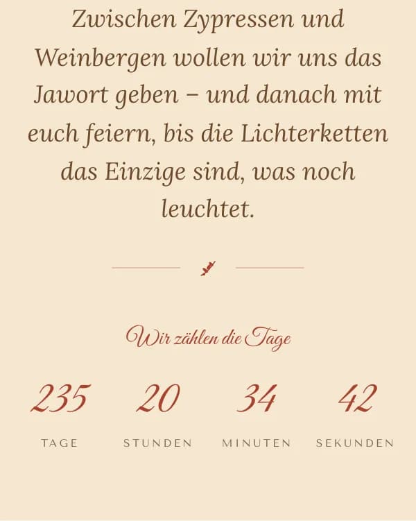 Toskana: der Countdown bis zur Hochzeit