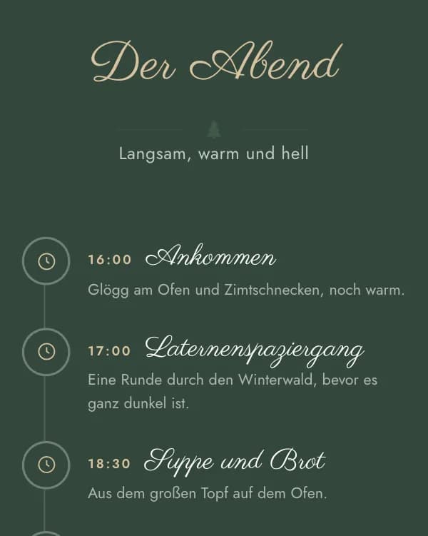 Winterwald: der Ablauf der Feier, wann was stattfindet