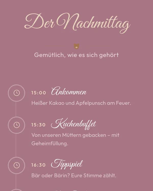 Kleiner Bär: der Ablauf der Feier, wann was stattfindet