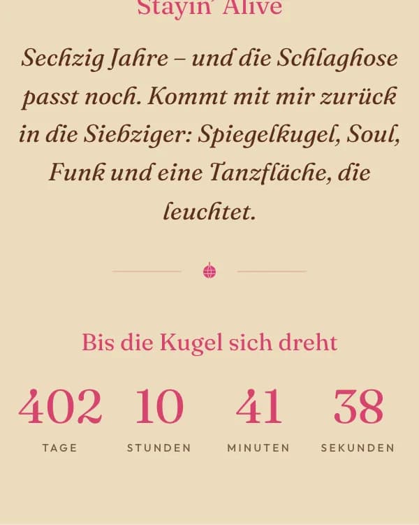 Disco Sechzig: der Countdown bis zur Feier