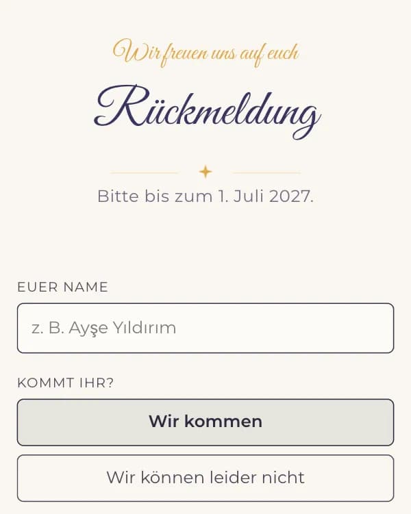 Fernweh: das Formular, mit dem Gäste zusagen oder absagen