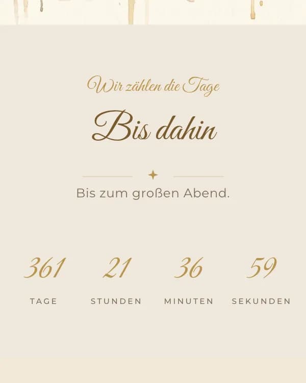 Goldstunde: der Countdown bis zur Hochzeit