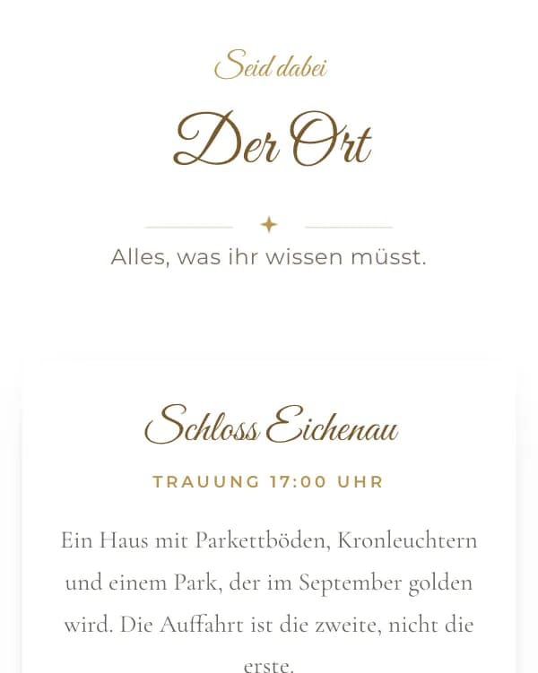 Goldstunde: der Ort der Feier