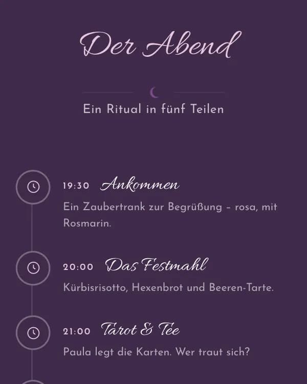 Hexenzirkel: der Ablauf der Feier, wann was stattfindet