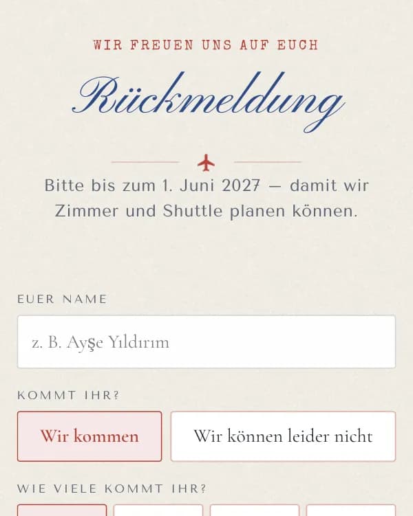 Luftpost: das Formular, mit dem Gäste zusagen oder absagen