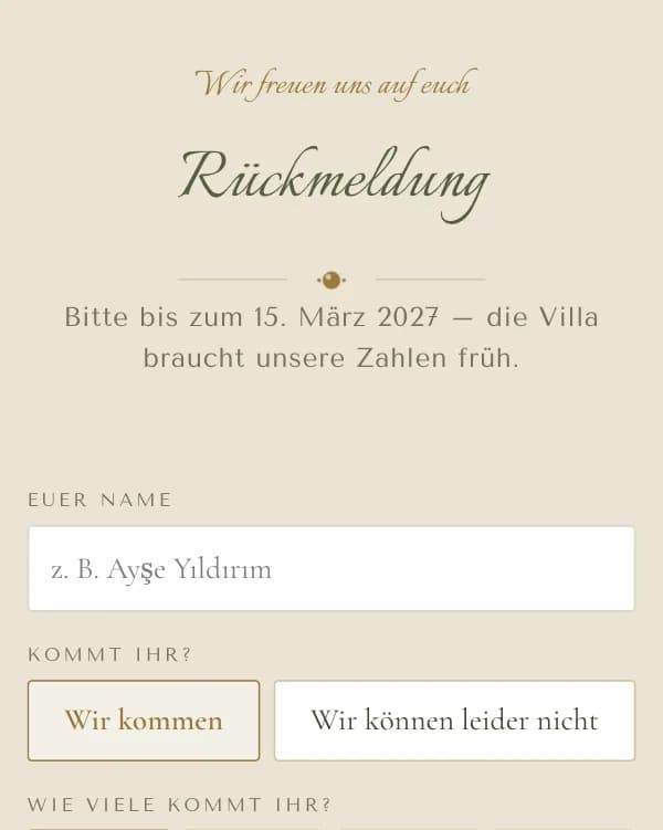 Maison: das Formular, mit dem Gäste zusagen oder absagen