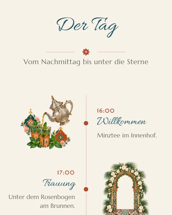 Riad: der Tag der Hochzeit, wann was stattfindet
