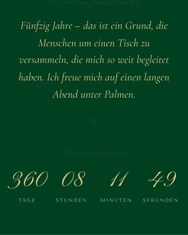 Smaragd: der Countdown bis zur Feier