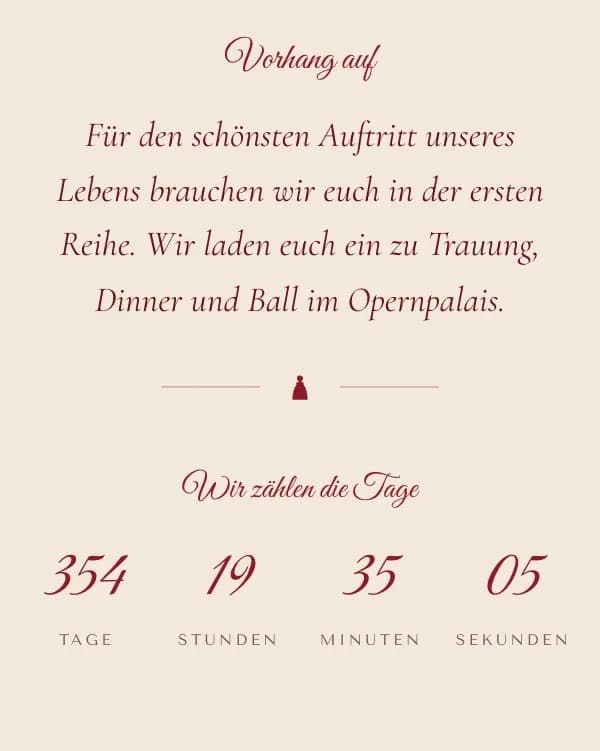 Vorhang: der Countdown bis zur Hochzeit